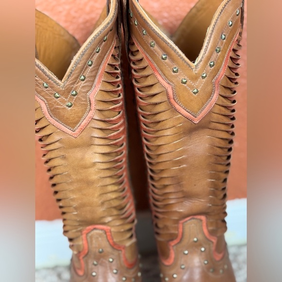 Lucchese Brown and Orange Woman’s Western Boots Size 7 1/2 $800 - Picture 9 of 16